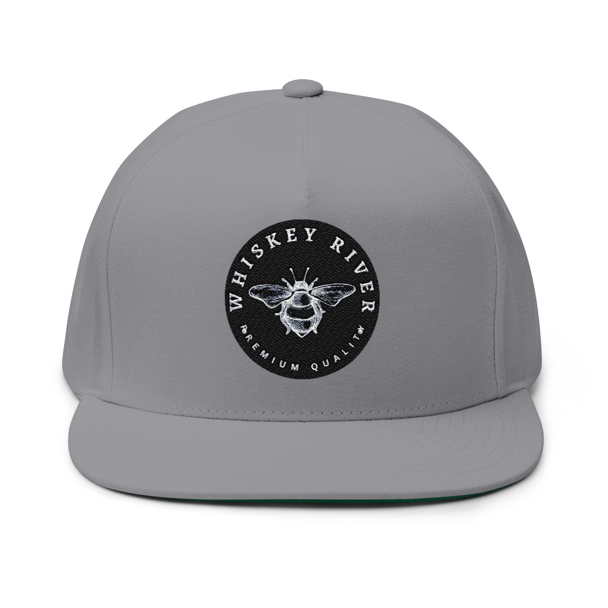 Flat Bill Cap — Whiskey River Embroidered Bee Patch Snapback