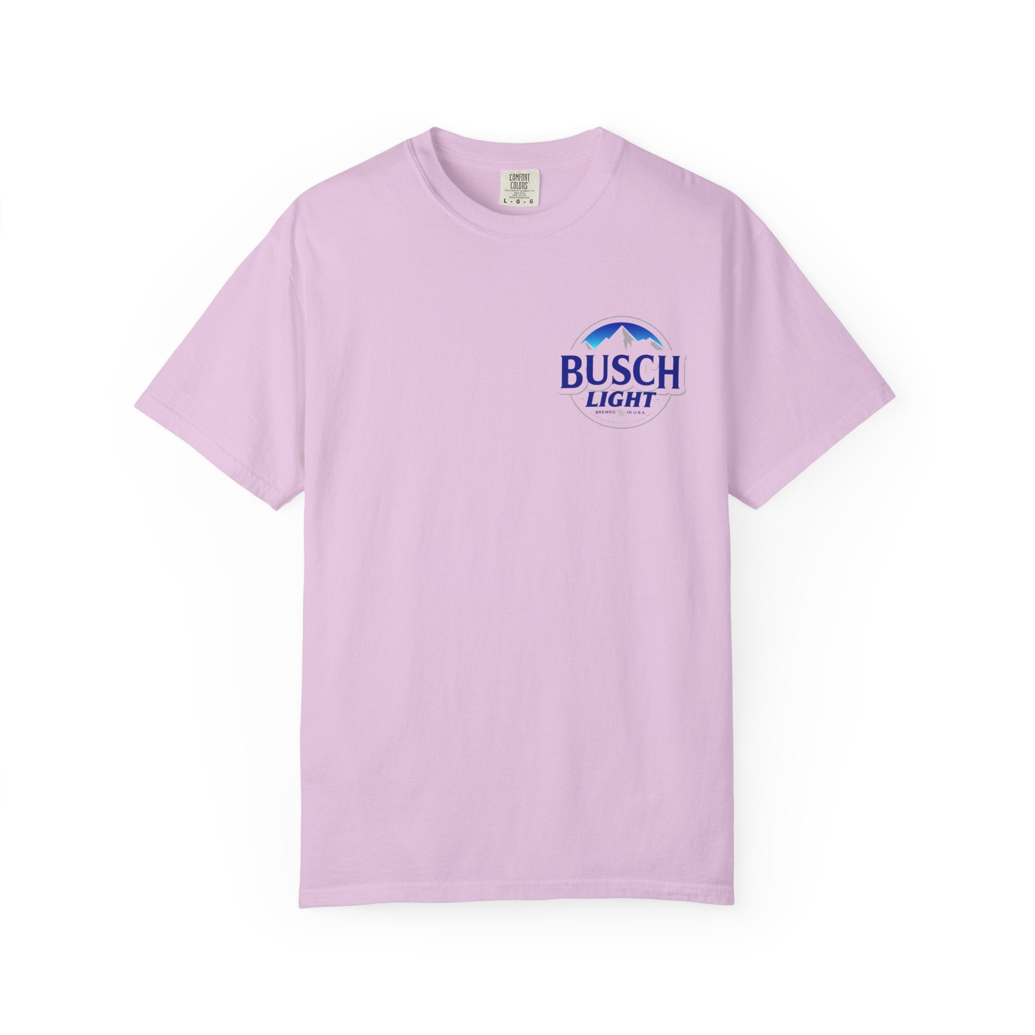 Labrador Trio Graphic T-Shirt — Busch Light Logo Front, Retriever Hunt Scene Back