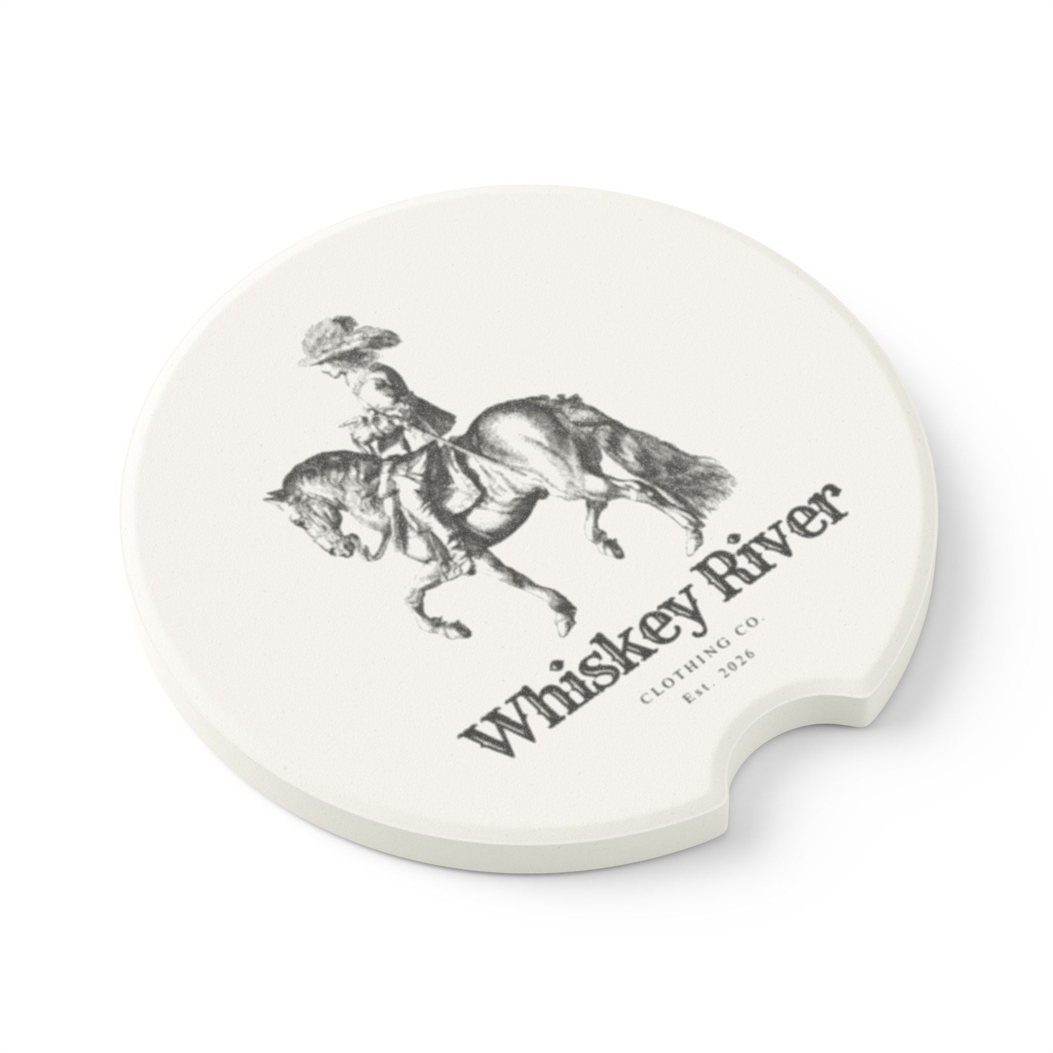 Soapstone Car Coaster — Whiskey River Cowboy Horse Logo Car Coaster