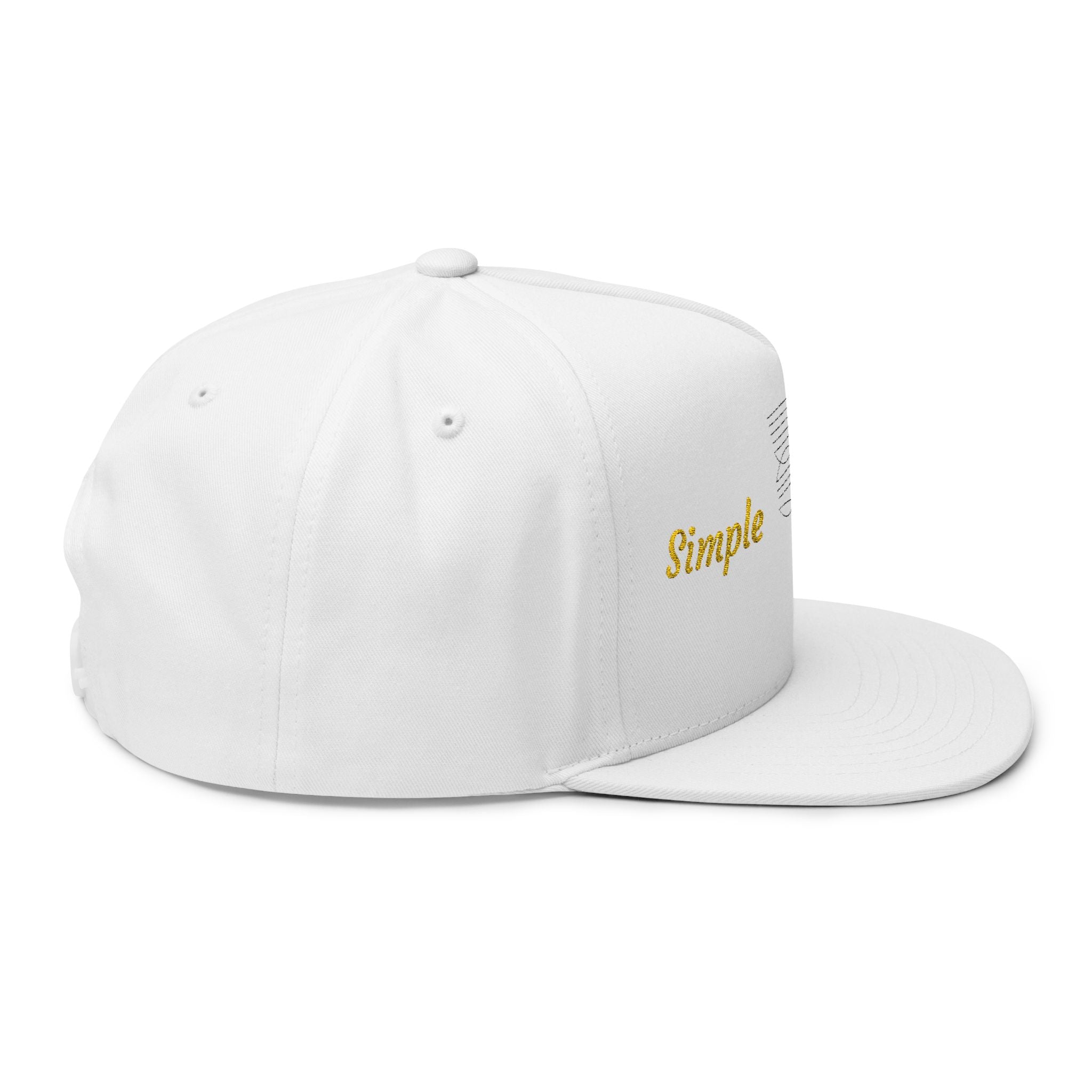 Embroidered Flat Bill Cap – "Simple Man" Script with Minimal Line Art
