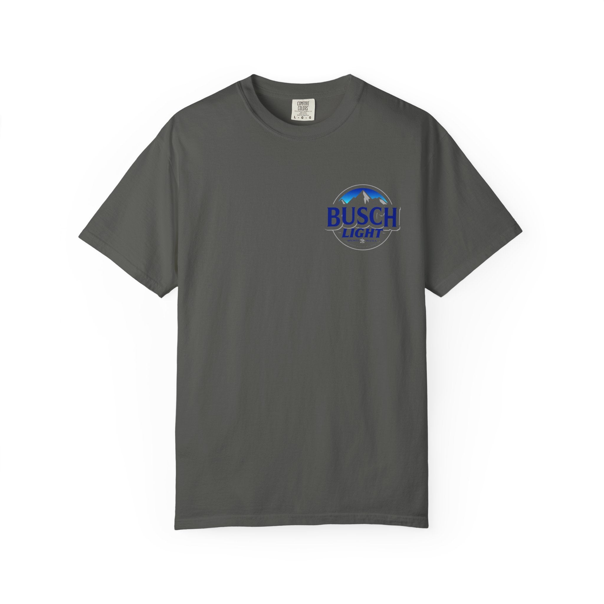 Labrador Trio Graphic T-Shirt — Busch Light Logo Front, Retriever Hunt Scene Back